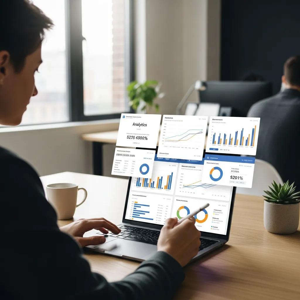 Person reviewing website performance metrics on a laptop, emphasizing the importance of current website assessment