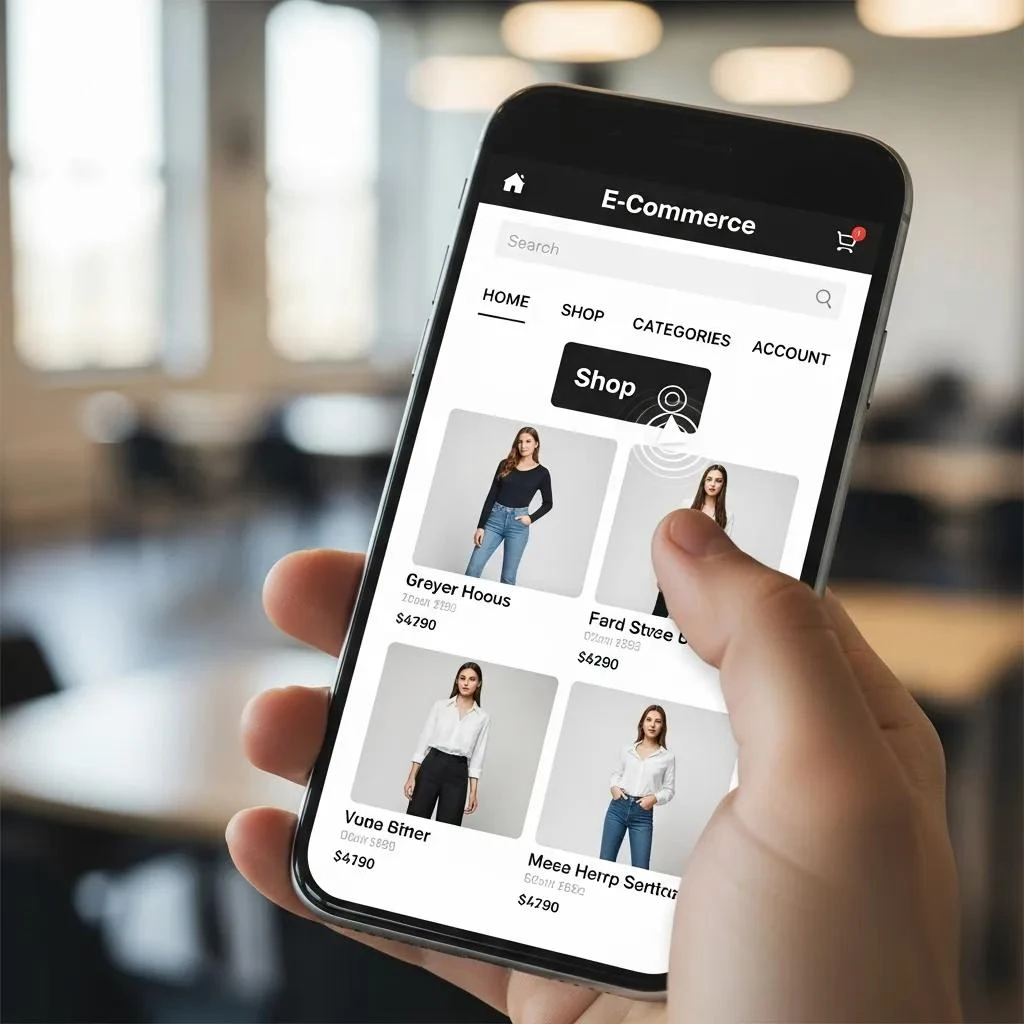 Mobile device showing optimized e-commerce website navigation for enhanced user engagement