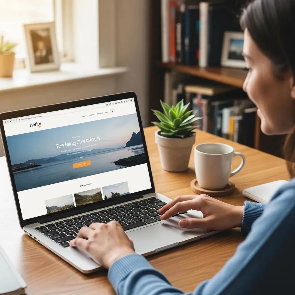 User enjoying a seamless experience on a well-designed website in a cozy workspace
