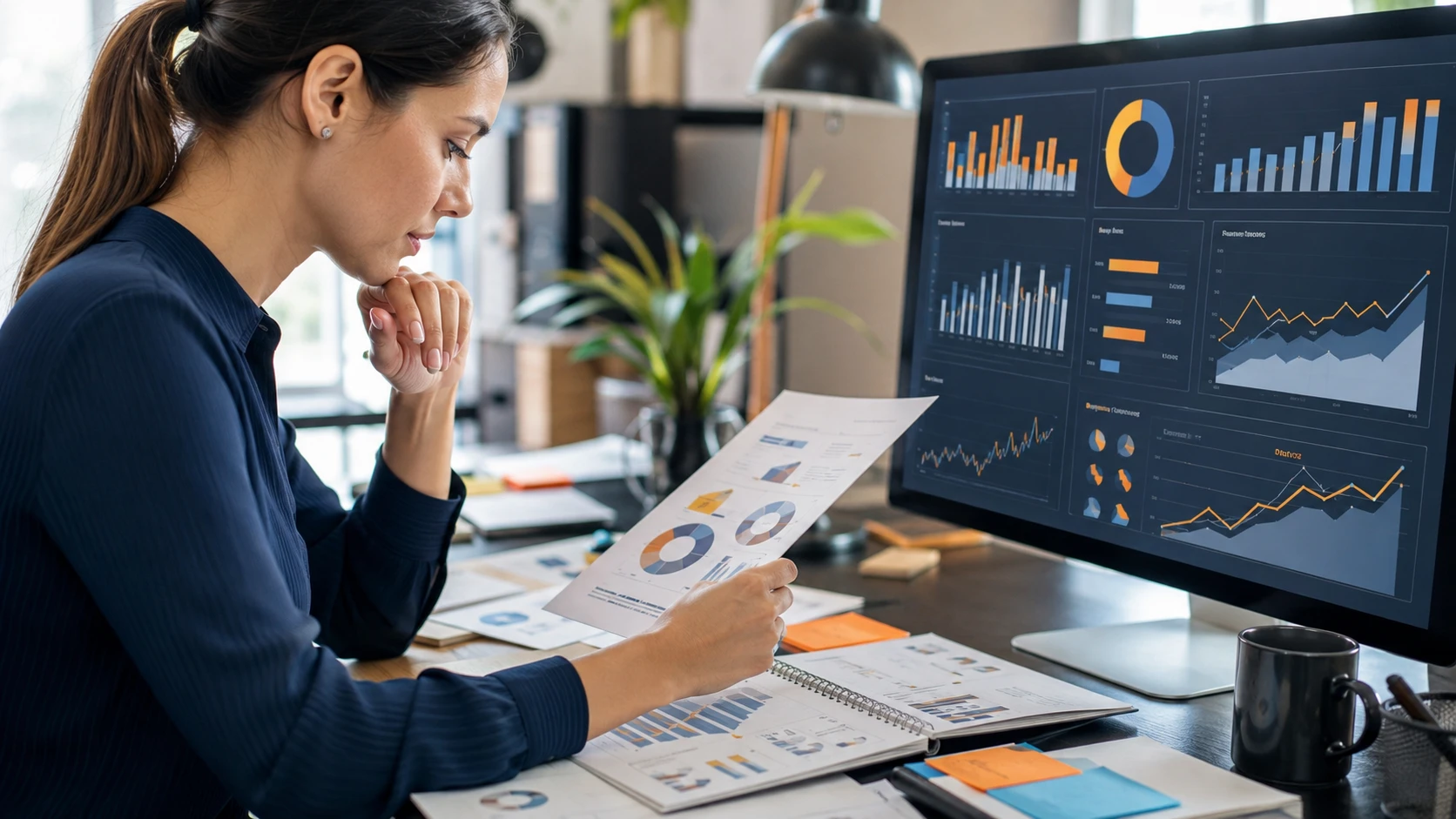 SEO analyst comparing organic traffic, conversions, and revenue