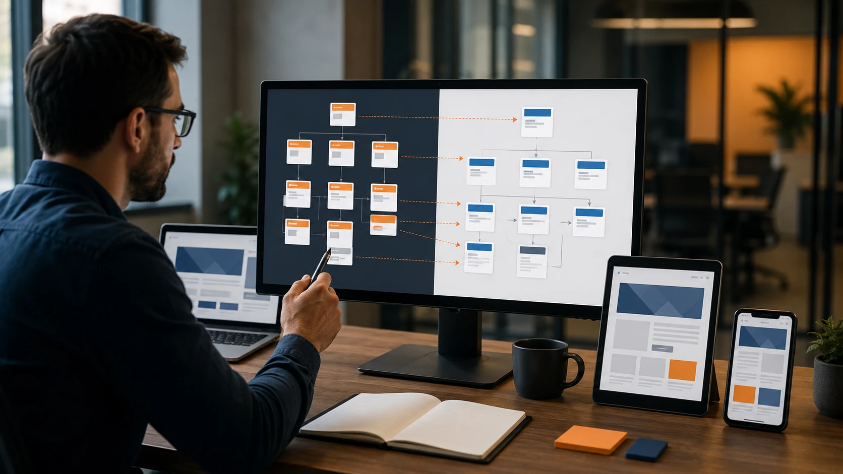 Website migration plan mapping old URLs to new pages