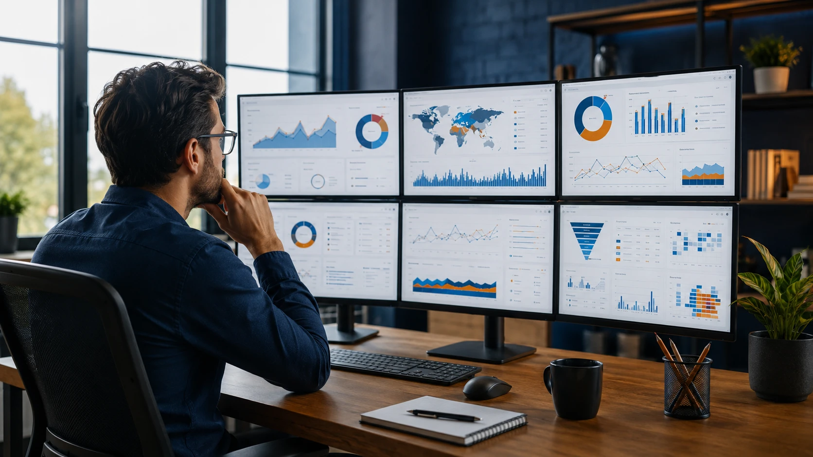 Marketer comparing website analytics tools
